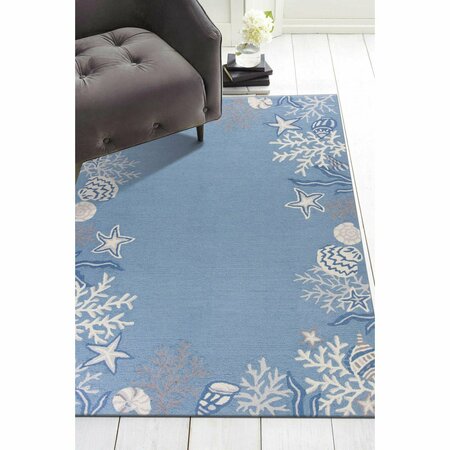 Homeroots 27 x 45 in. Polyester Sea Blue Area Rug 353393
